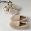 Vintage Warm Cotton Women Fur Flats Shoes Comfort Soft Sole Short Plush Mary Jane Shoes Outdoor Autumn Winter Slip On Shoes