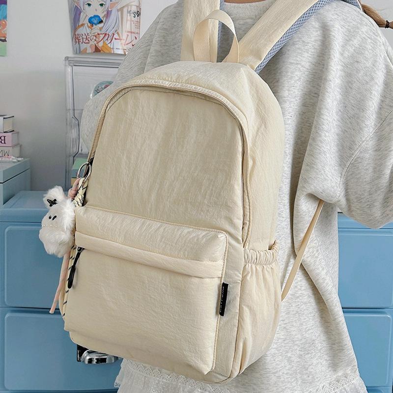 Schoolbag Japanese schoolbag male college student simple solid color junior high school student travel backpack female large capacity high school