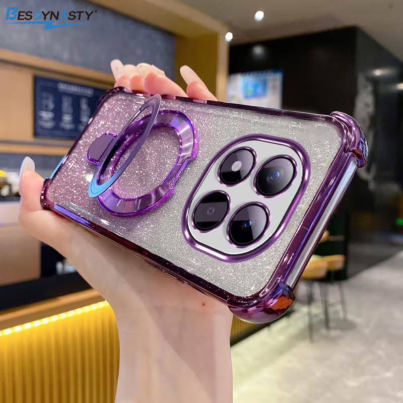 Glitter Ring Holder For Magsafe Phone Case For Samsung A57 A37 A17 A56 A16 A26 A55 A53 A35 A34 Shockproof Soft Silicone Cover