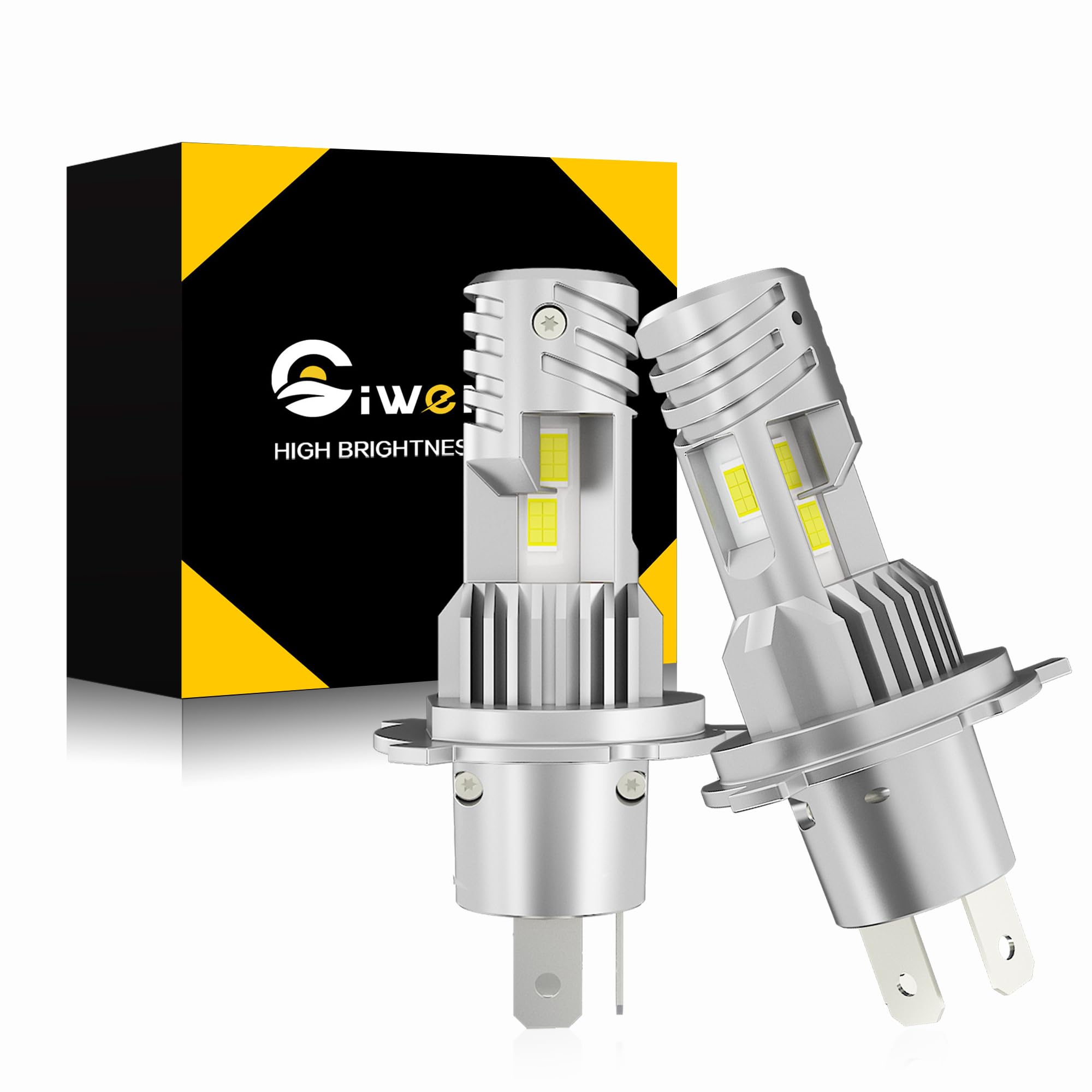 CIWENDAN Newly Developed H4 LED Super Vehicle Inspection Hi Lo CSP LED 4x OEM Halogen Compatible with 12V DC White Constant Current Long Set of 2 and