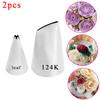 2pcs  Korea Bean Rose Petal Piping Nozzle Stainless Steel Icing Piping Nozzles Cake Decorating Tools #124k Baking Accessories