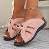 Ladies' Flat Bottomed Casual Slippers, Women's Summer Thick Soled Hollow Bow Sandals, Breathable and Comfortable