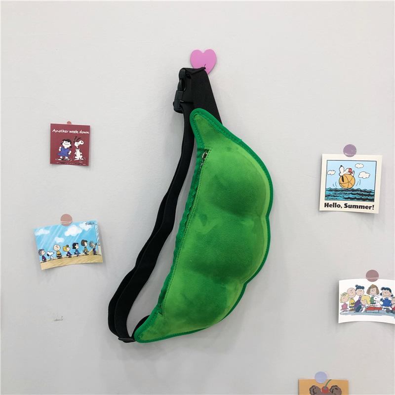 Funny bean bag shoulder women's bag Harajuku personality fun edamame bag cute soft girl messenger bag