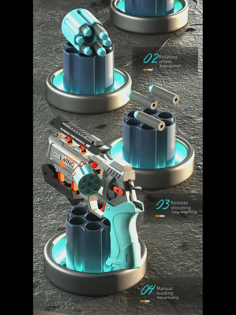 Pistol de jucărie cu glonț moale exploziv Mecha: Pistol mecanic interactiv de exterior pentru băieți