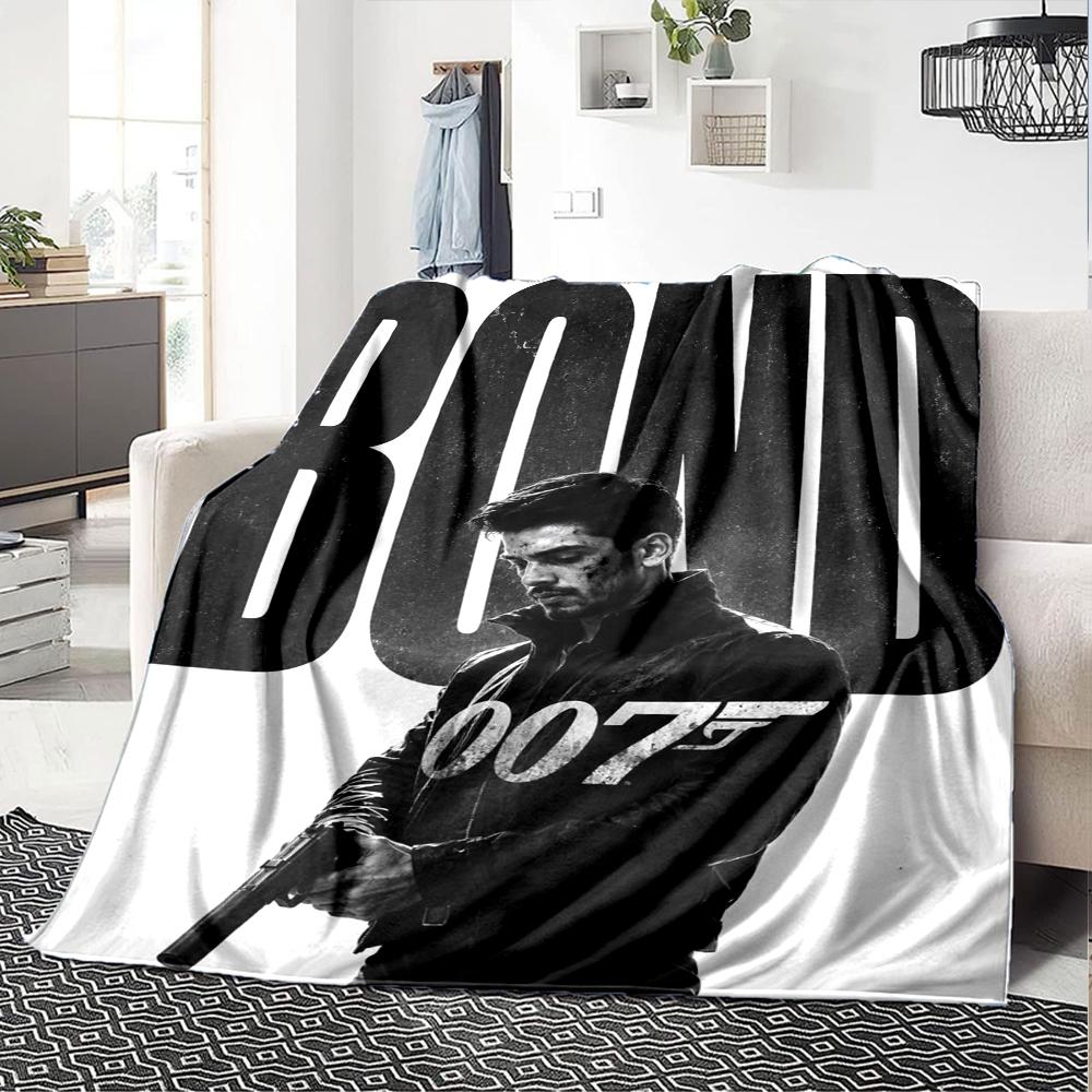 007 James Bond Theme Printed Blanket - Perfect for Couch, Bed, Travel & Outdoor Use | Machine Washable, Cozy & Durable.