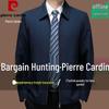Pierre Cardin Men's Spring/Autumn Casual Jacket - Turn-Down Collar, Executive Style, Simple Outerwear for Middle-Aged Dads