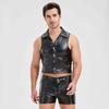 European & American Men's Patent Leather Vest and Shorts Set for Nightclub Performance