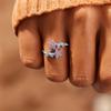 Charm Female Rainbow Zircon Stone Leaf Flower Adjustable Open Ring Gold Silver Color Cute Gift Wedding  For Women