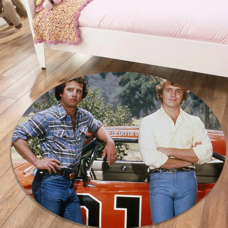 Dukes Of Hazzard Runder Teppich, Teppich für Wohnzimmer Schlafzimmer Sofa Spielzimmer Dekor, Rutschfeste Bodenmatte4