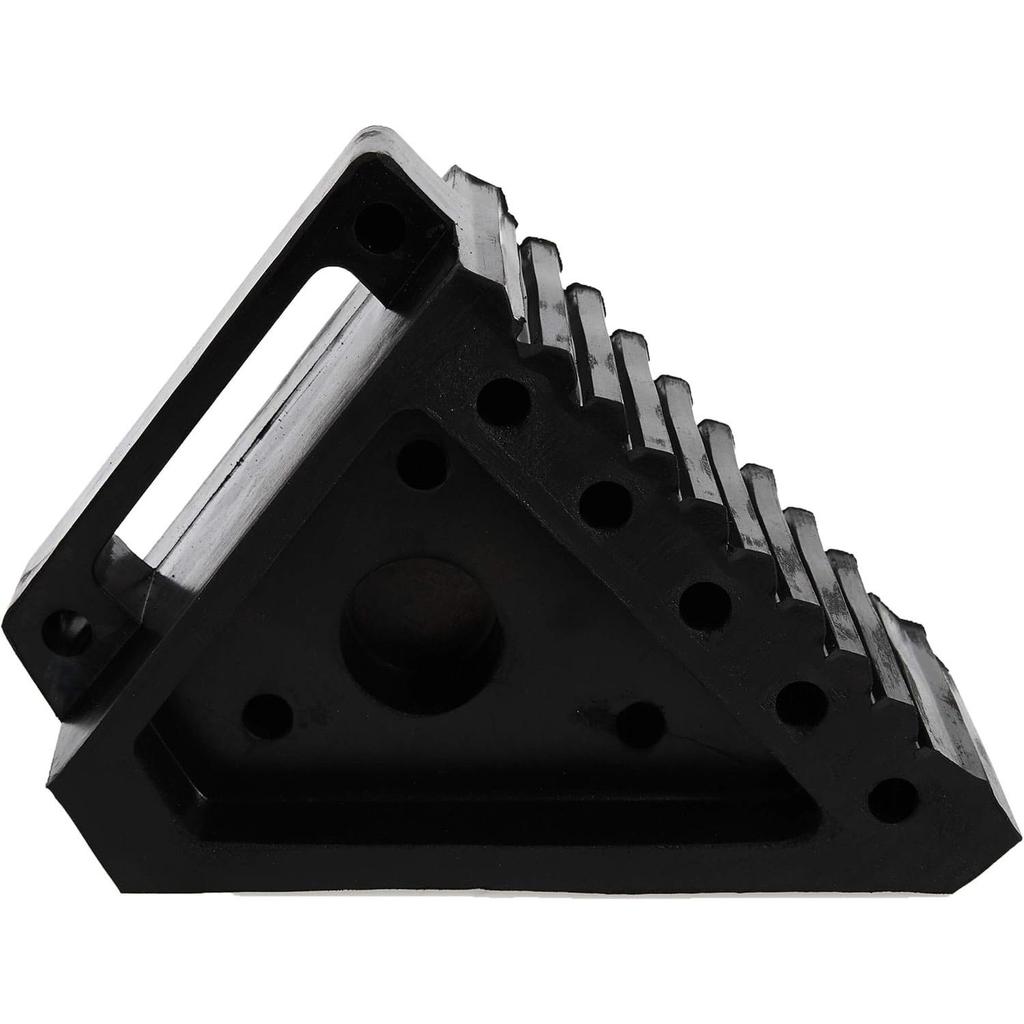 70472 Solid Rubber Heavy Duty Black Wheel Chock 2-Pack, 8" x 4" x 6"