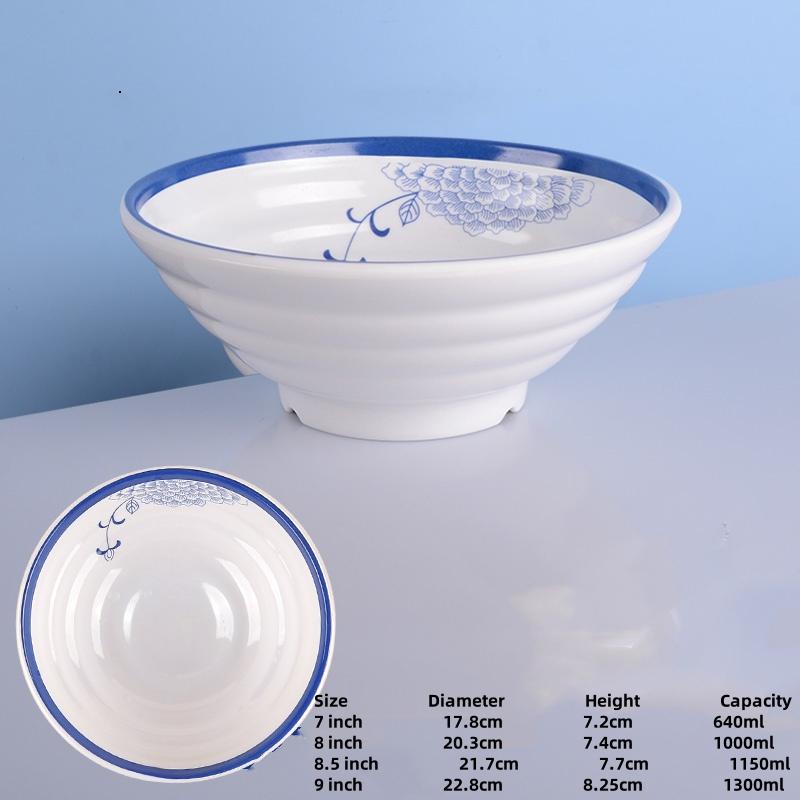Melamine Noodle Bowl Household Plastic Tableware Restaurant big round Ramen Salad Bowl Thickened Not Easily Broken Soup Bowls