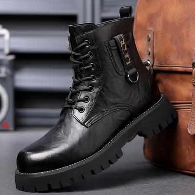 Fashion Designer's New Men's Workwear Boots Handsome Motorcycle Boots Thick Sole Mountaineering Boots Men's Genuine Leather Short Boots