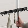Wall Mounted Rack Space Saving Brooms Organizer Storage Solution for Bathroom