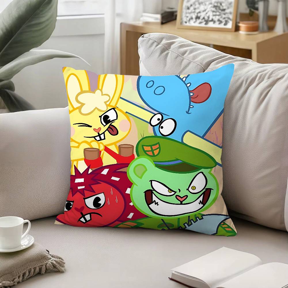 

Anmie A-Happy Tree Friends-S Pillow Case Cushion Cover Soft Cute Throw Pillow Case For Car Sofa Pillowcase Polyester With Zipper 16x16Inch