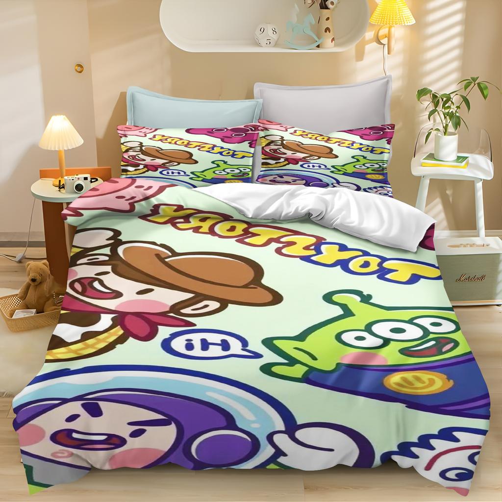 Toy Story Kreslený Povlak na Peřinu Sada Povlečení pro Kluky Buzz Rakeťák Roztomilý Potisk Šetrný k Pokožce Prodyšný Domácí Textil Anime