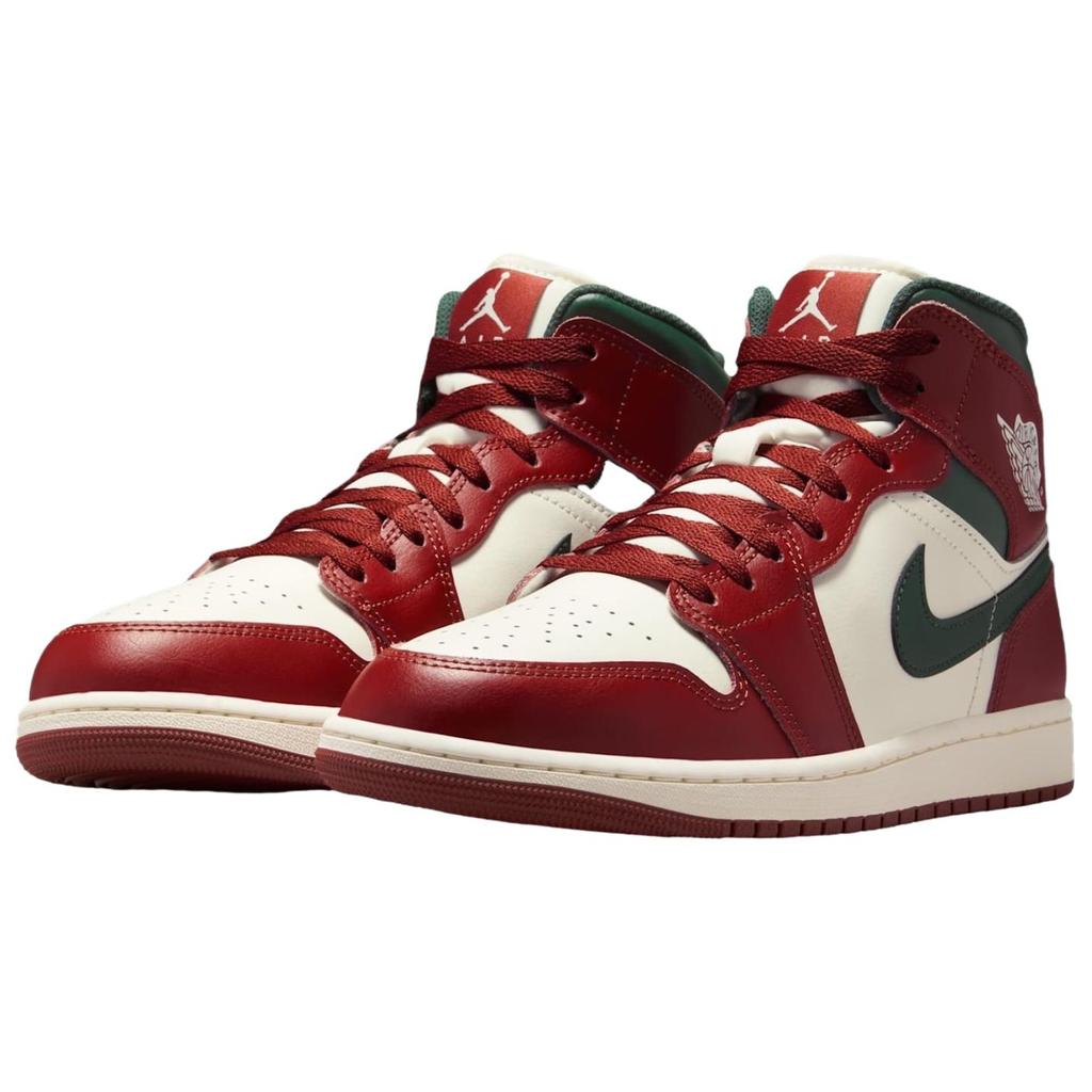 Jordan Air Jordan 1 Mid top Vintage Basketball Shoes Unisex Red White Jordan DQ8426-105