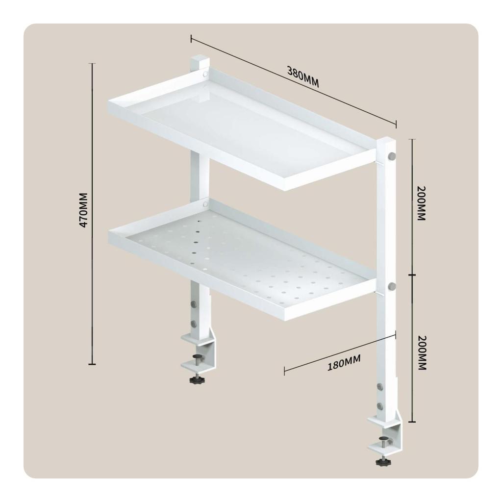 Desktop Storage Rack Perforated Clamp-on Desk Space Saving