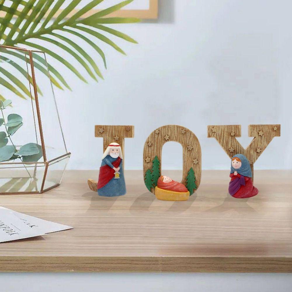 4Pcs/set Durable Christmas Manger Ornaments Unique Nativity Figure  Living Room