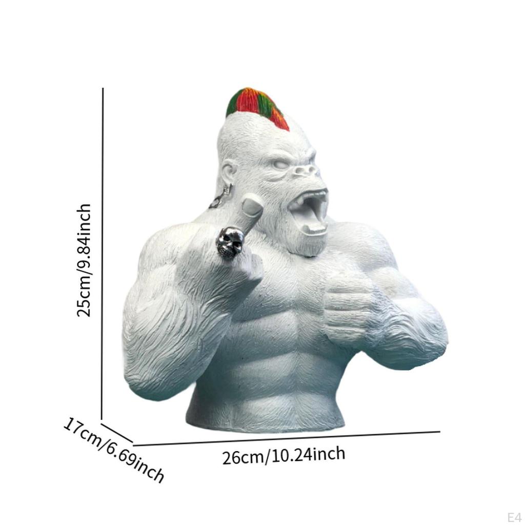 Resin Figurine Gift Artwork Gorilla Statue for Bedroom Fireplace Living Room Black