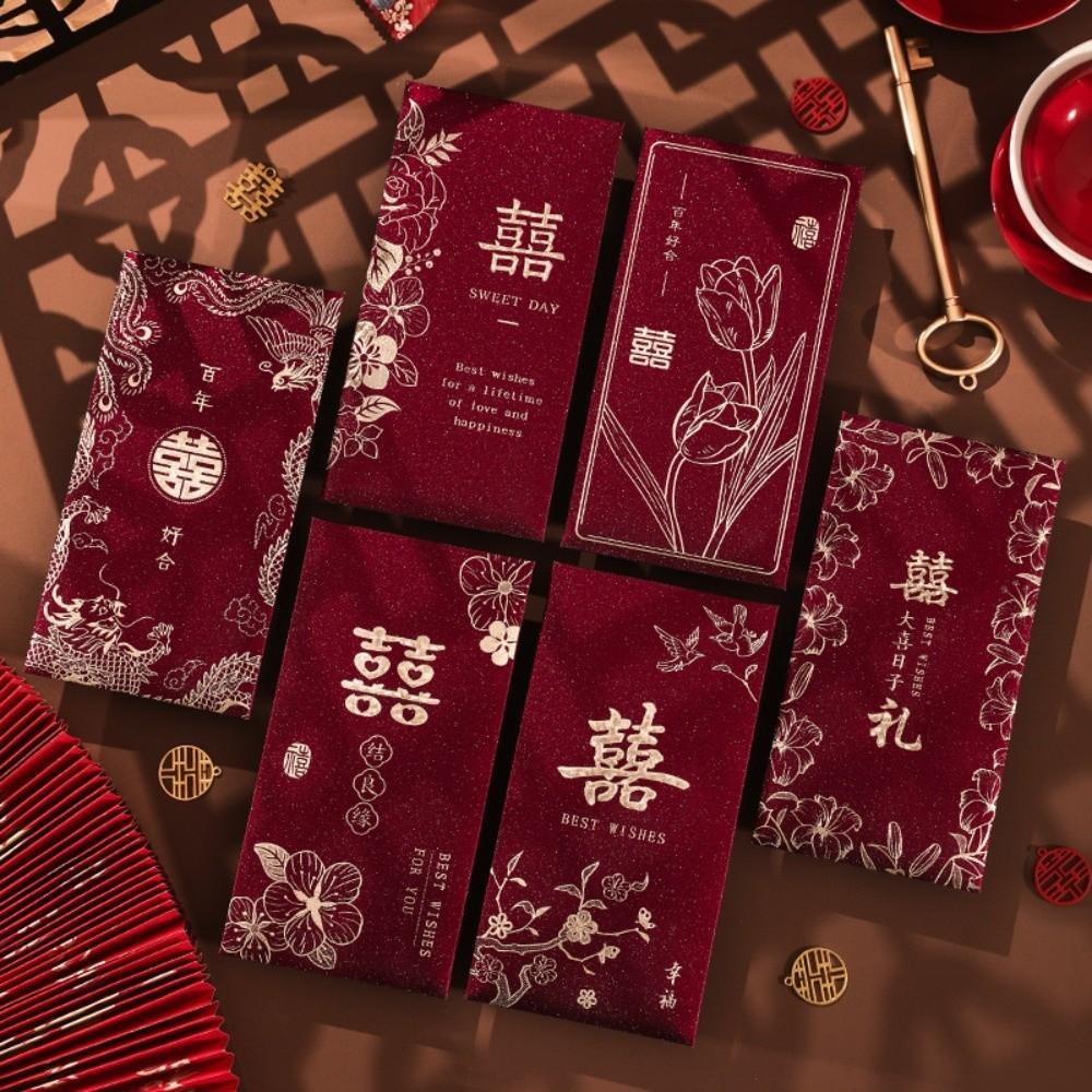 Chinese Horse Year New Year Red Envelope Hard Paper Hot Gold Chinese Money Envelopes Thickened 6Pcs Mixed Lucky Red Bag Children