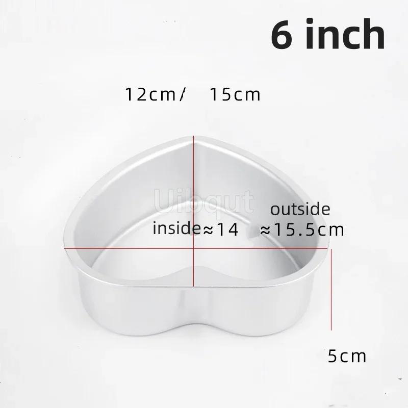 3/4/5/6/7/8/10/11 Inch Heart Shaped Cake Pan mold Solid Bottom Aluminum Alloy Chocolate Cake Pan Silver Tin Baking Mold Mould