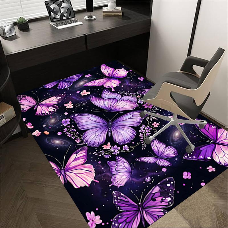 1PC Butterflies Flowers Non-Slip Floor carpet, Office, family, bedroom, Studio - Large Area Rug, Vibrant Colors, Longlasting Material-X446