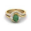 1.54 Ctw Natural Emerald 925 Sterling Silver Gold Vermeil Classic Dual Band Women Bridal Ring