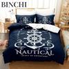 Nautical Bedding Set Ocean Anchor Duvet Cover Sailor Pirate Sea Adventure Bedspread For Kids Boys Navy Blue