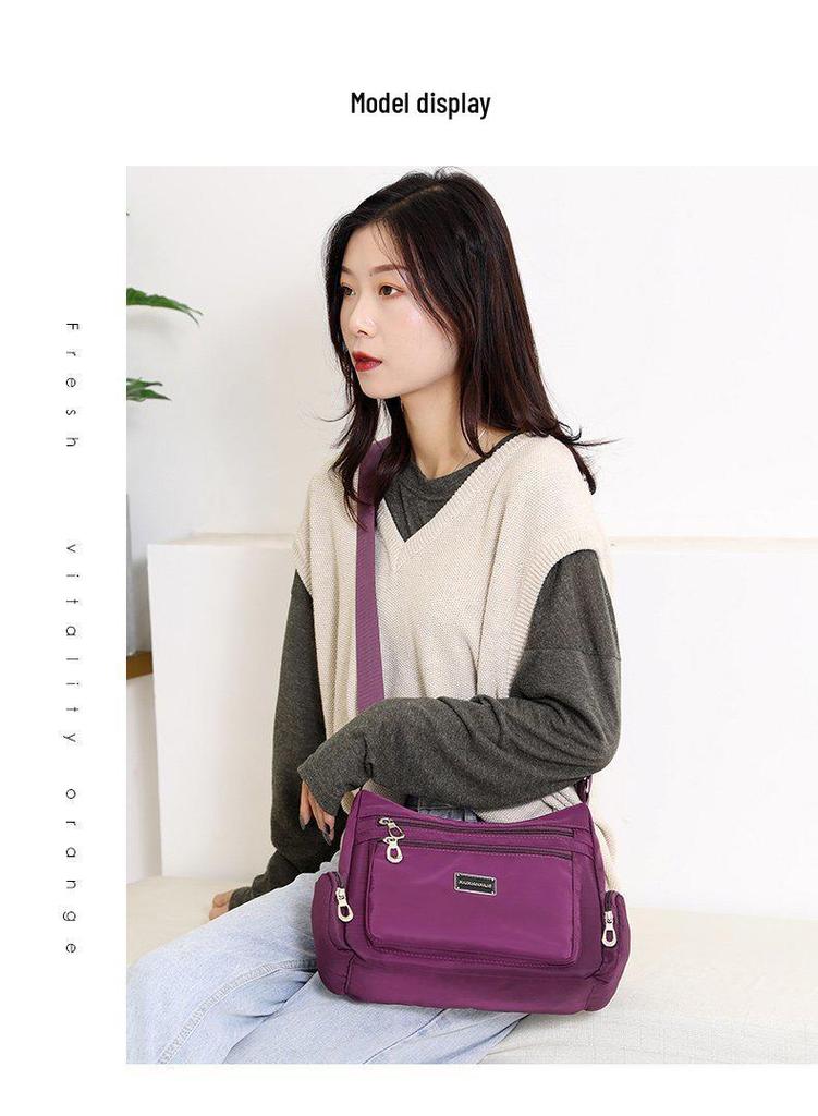 Sac bandoulière unique pour femme: Sac en Toile de Nylon Grande Capacité avec Multiples Compartiments pour Mères d'Âge Moyen et Âgées