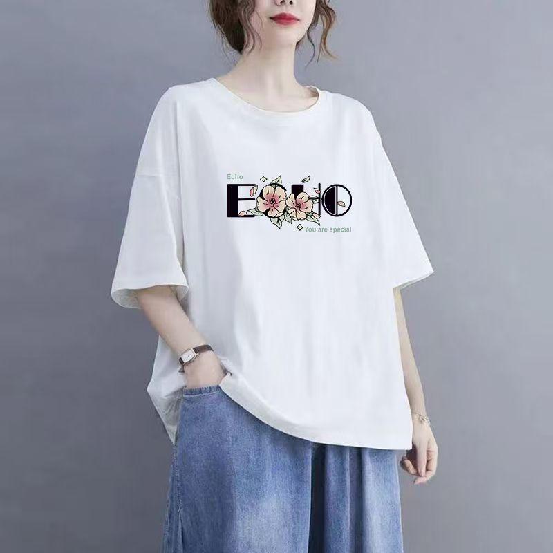 Summer New Short-sleeved T-shirt Women Loose Women's Printed Half-sleeve Tops