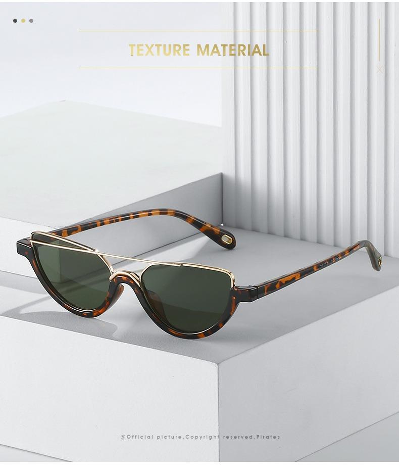 A Pair of Double Beam Half Frame Fashionable and Personalized Cat Eye Glasses Hip-Hop Sunglasses