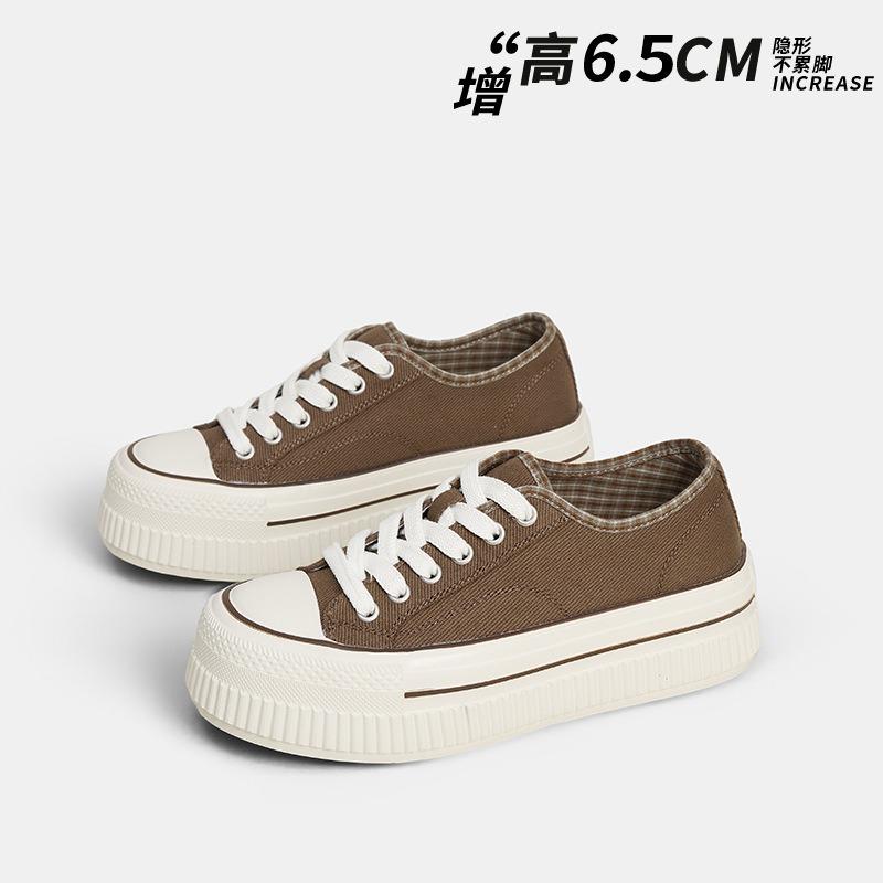  platform canvas shoes spring and summer new women's versatile sports little white shoes thin breathable casual round head board shoes