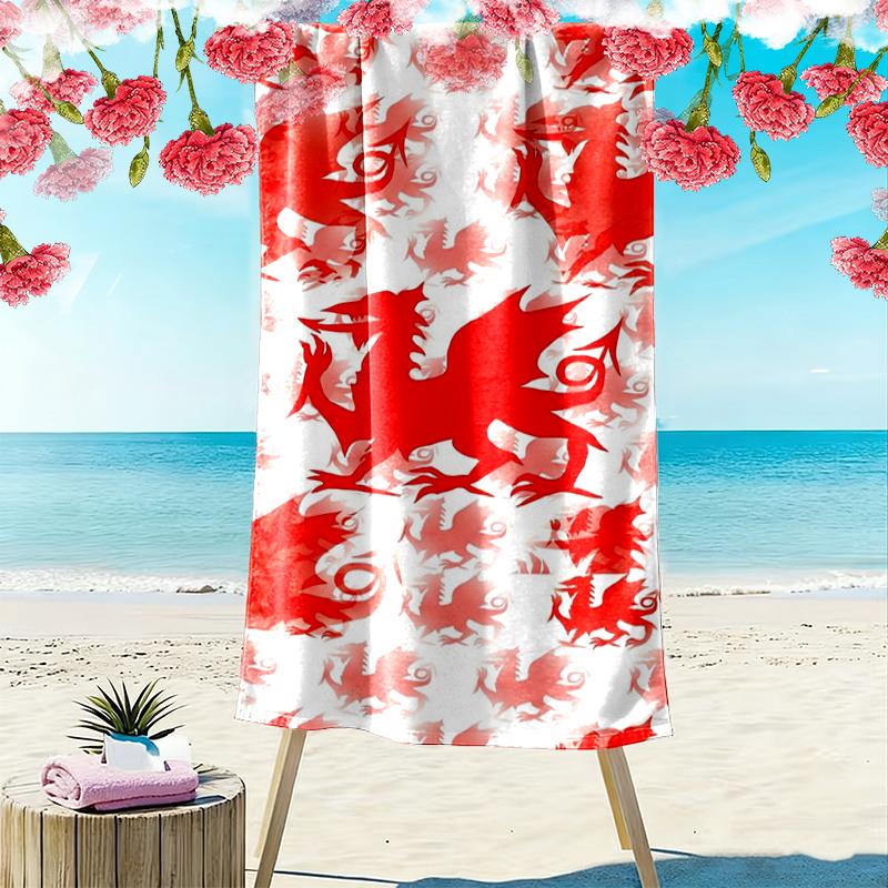 Y Ddraig Goch Print Beach Towel Large Soft Quick Dry Towel For Beach Camping Swimming