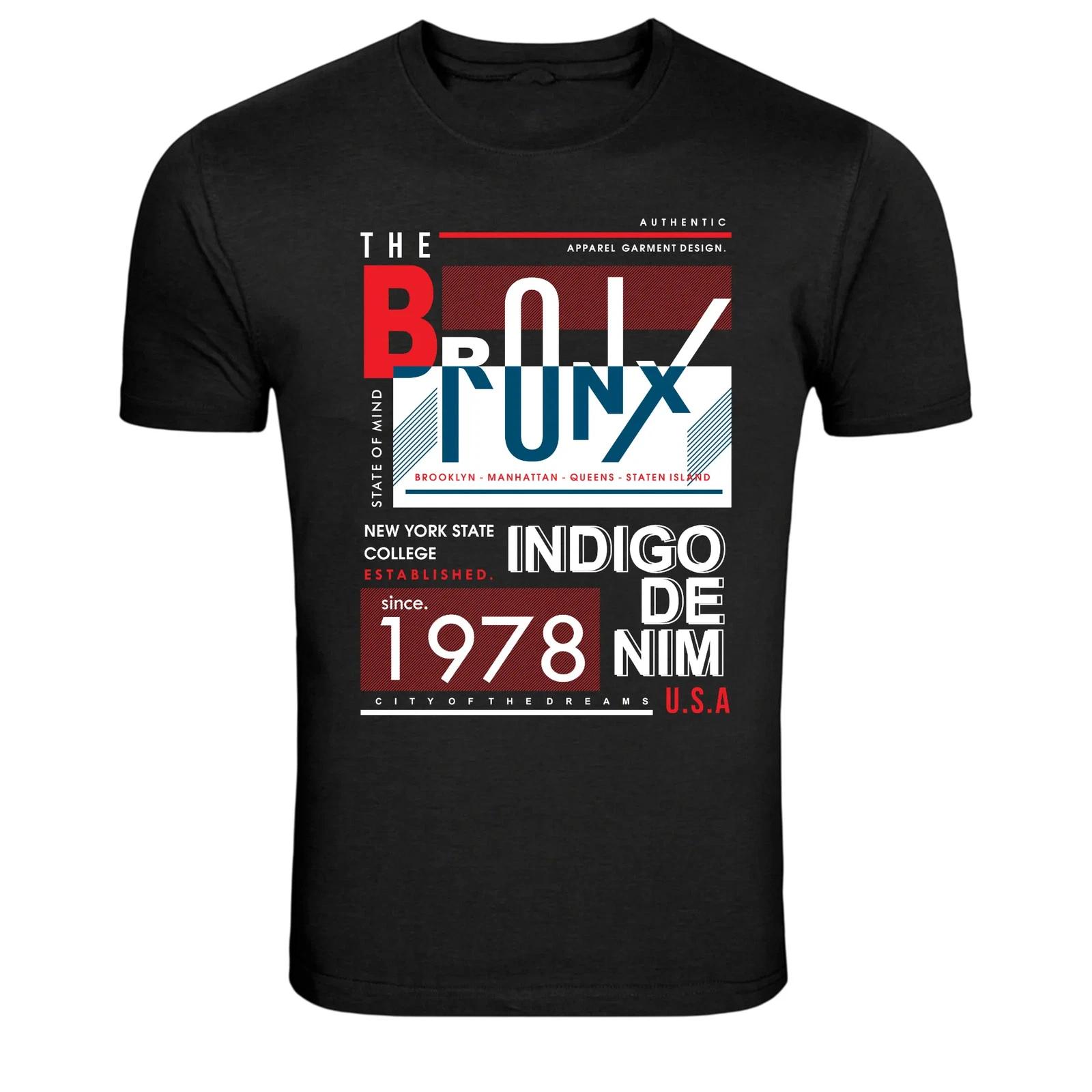 The Bronx New York Indigo Denim Urban Streetwear Graphic T-Shirt 3XL
