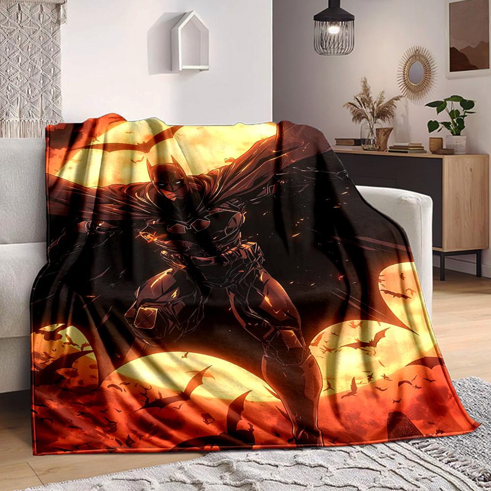 1pc Batman Flannel Throw Blanket - HD Printed Lightweight Soft Warm All-Season Blanket for Sofa, Bed, Travel, Camping 173