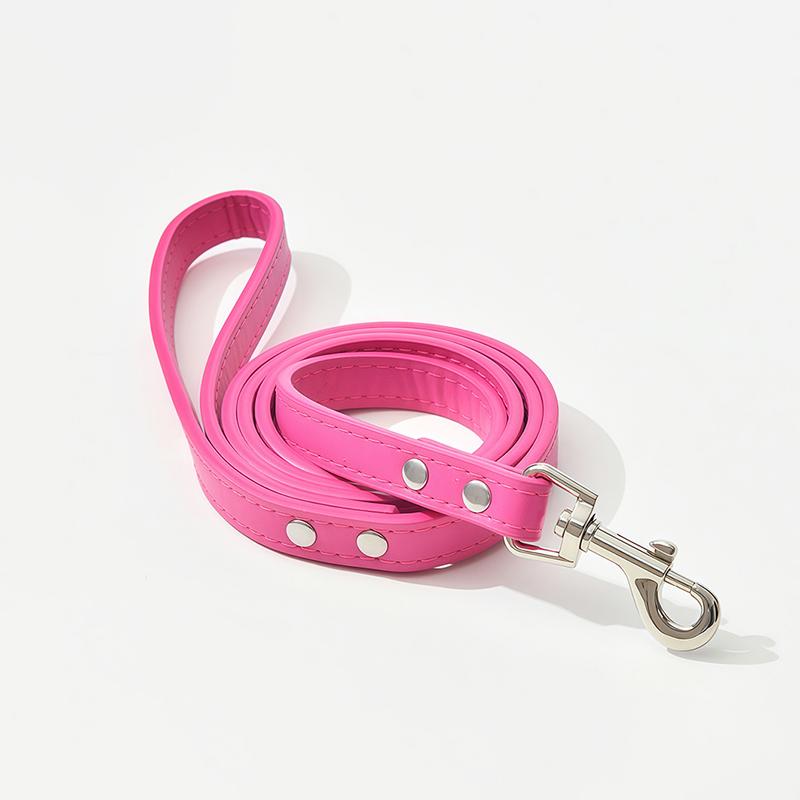 Colorful Soft Leather Pet Leashes with Alloy Buckle Fashional Skin-friendly Durable No-tangle Leash for Dogs Pets Accessories