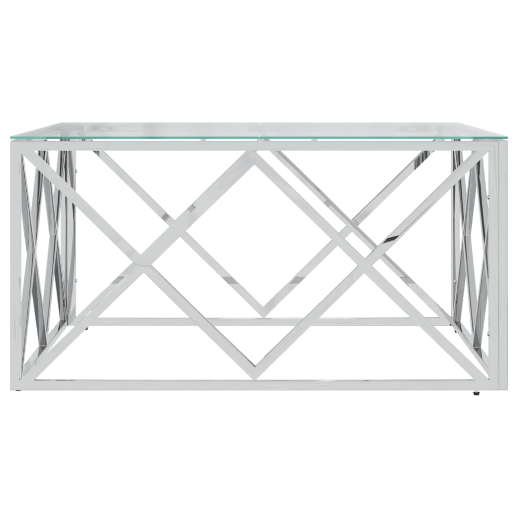 Coffee Table 80 X 80 X 40 Cm Stainless Steel and Glass