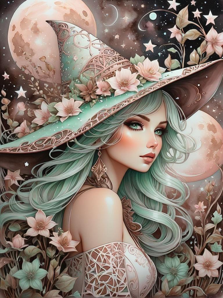 Fairy Dust AB Wonderful Witch Girl 5D Diamond Painting Kits Cartoon Magic Woman Art DIY Drills Mosaic Embroidery Cross-stitch