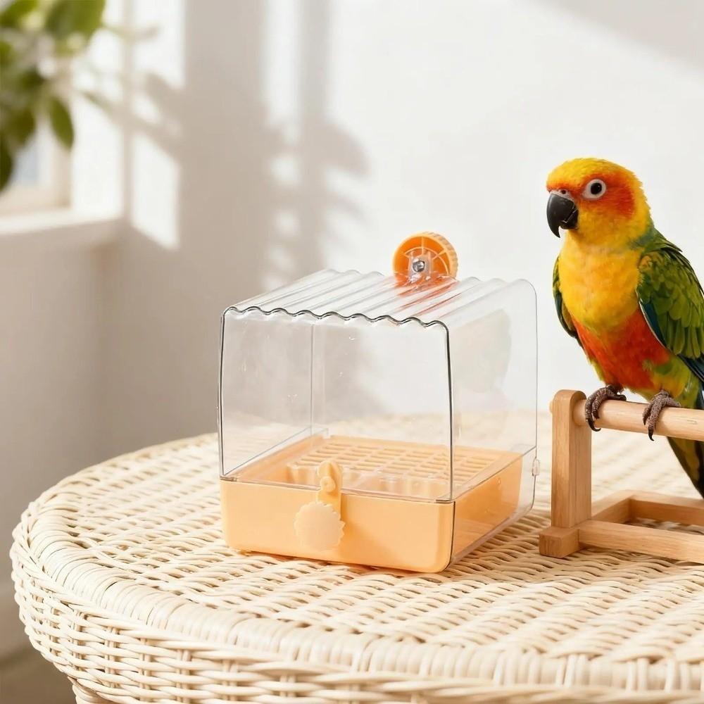 Bottom Drawer Parrot Bath Multi-functional Parakeet Shower Birdbath Feeder  Bird Cage