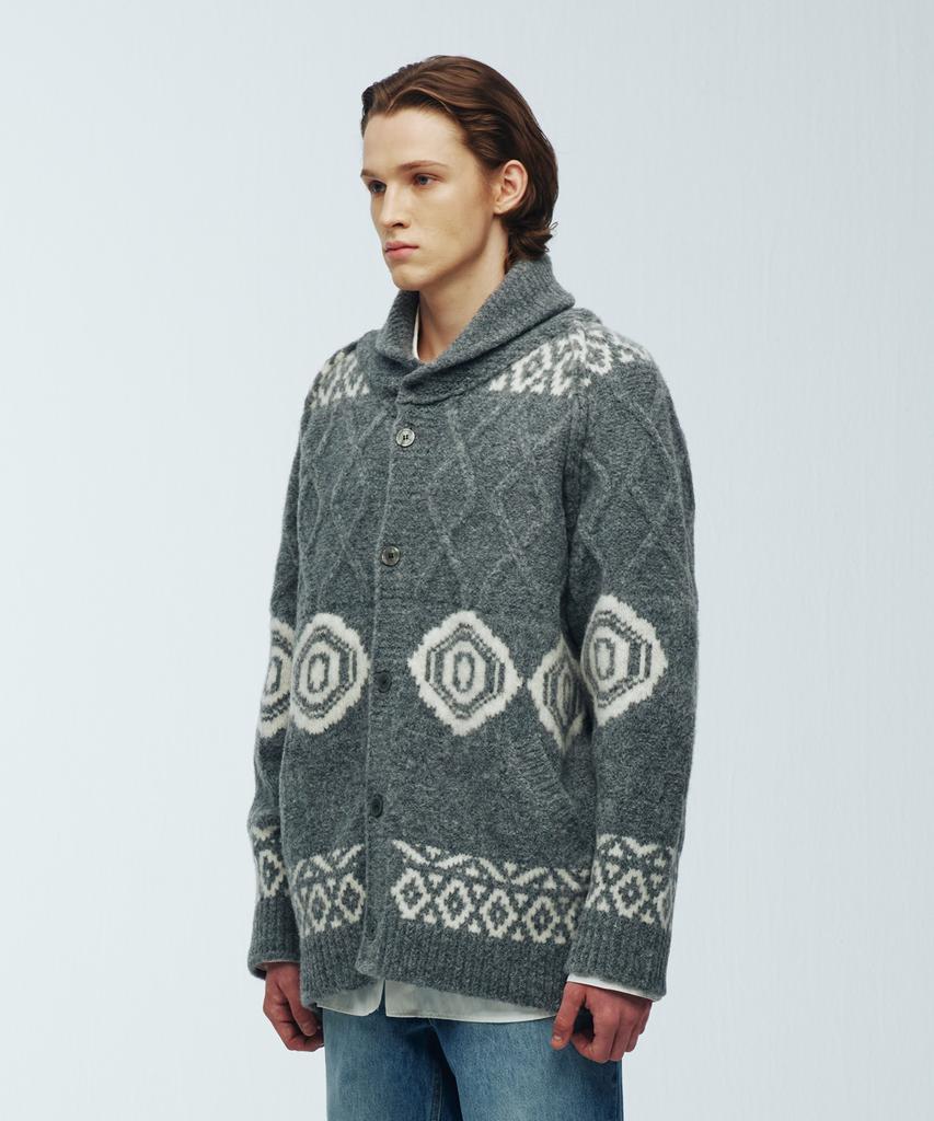 Knitted Bulky Wool Cowichan Jacket Cardigan Grey