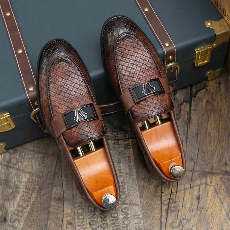 Men Business Casual Loafers Slip-On Dress Shoes Comfortable Leather Office Shoes Gentlemen Formal Non-Slip Penny Driving Shoes