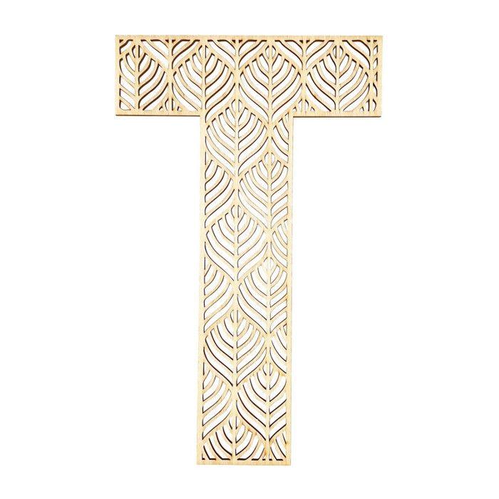 Large Wooden Letter - T - Wood - Openwork - To Decorate - 24 Cm - Creative Hobbies