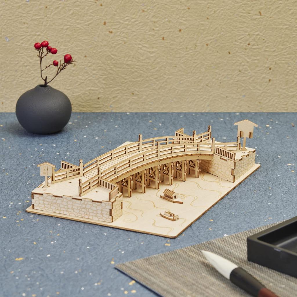 Nihonbashi 3D Wooden Puzzle DIY Craft Kit for Kids and Adults Alike Educational Toys for Boys and Girls Wooden Puzzles That Make Great 3D Art and