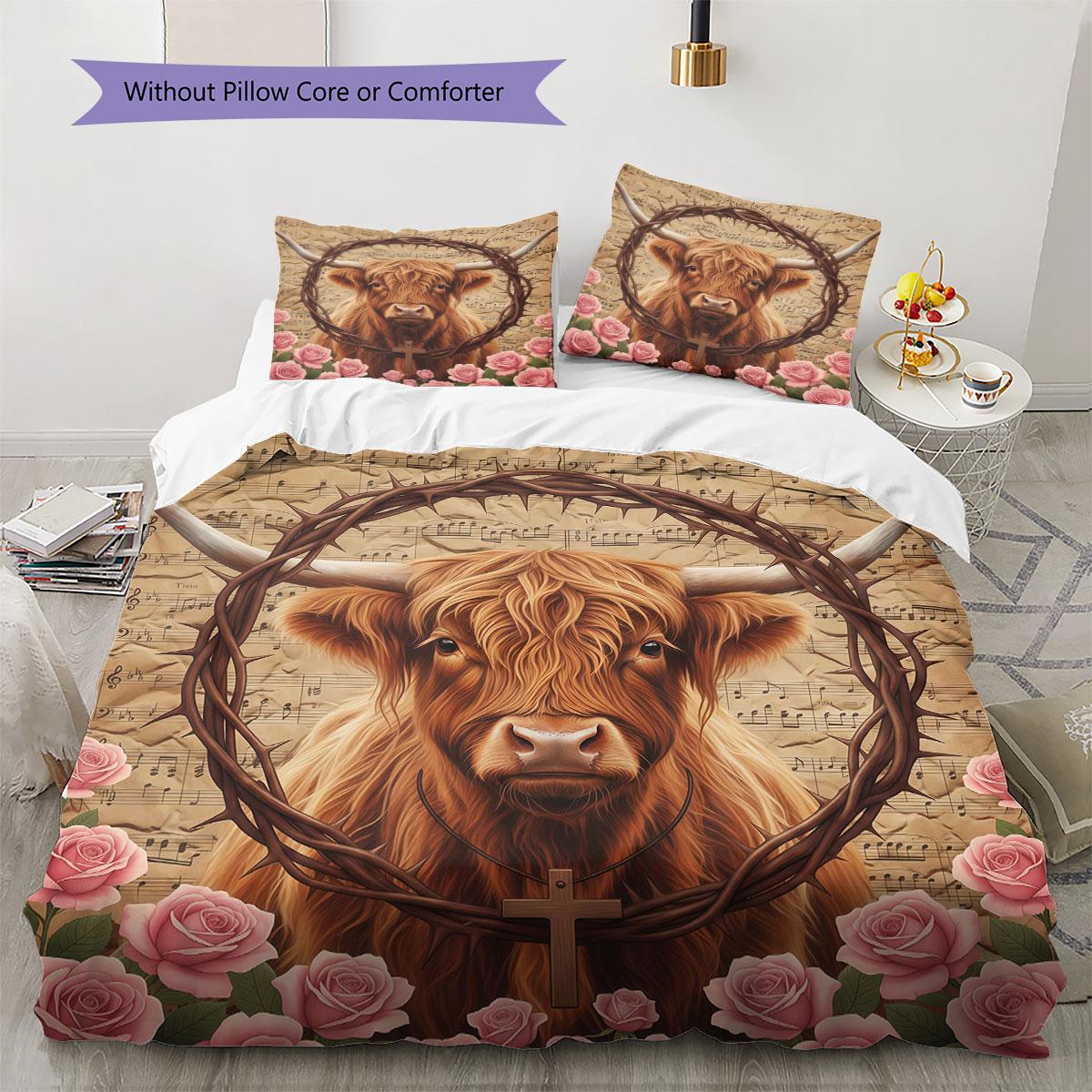 

Crucifixanimal Pattern Bedding Quilt Set Quilt Cover Pillowcase Home Decoration Birthday Gift (1 * duvet cover + 2 * pillowcase, without core) 135x200cm