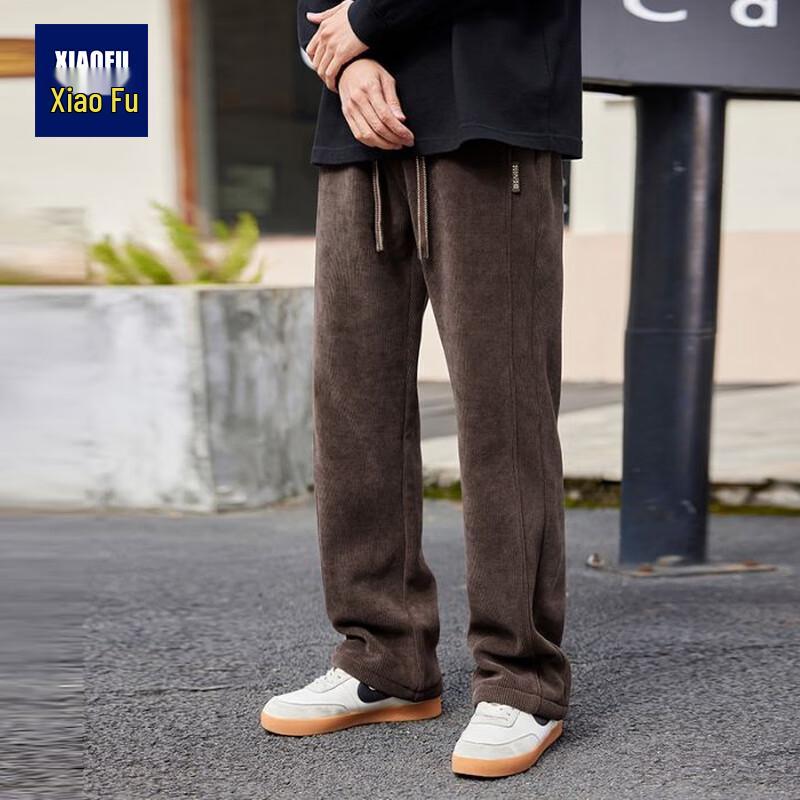 

Xiao Fu Men s Autumn/Winter Corduroy Fleece-Lined Casual Pants 4XL