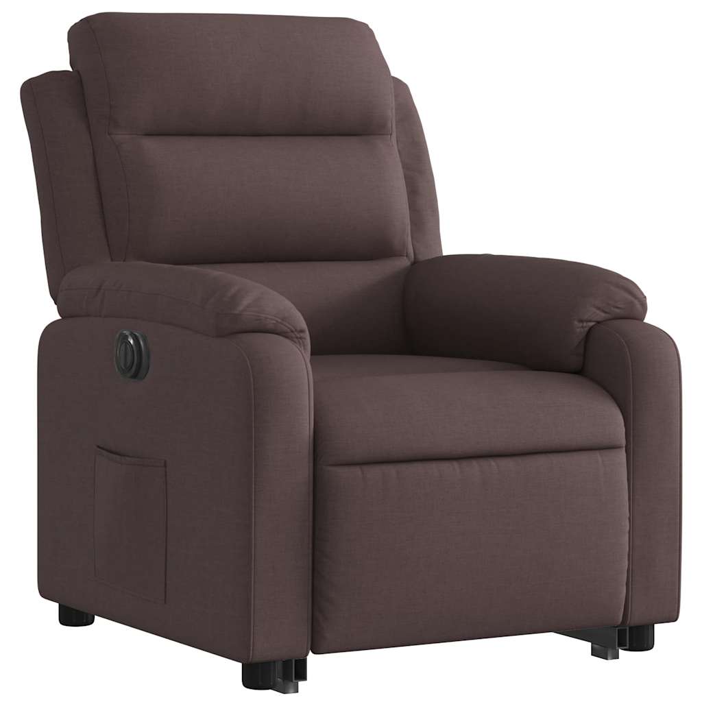 Recliner Chair with Lift Assistance Electric Dark Brown Fabric