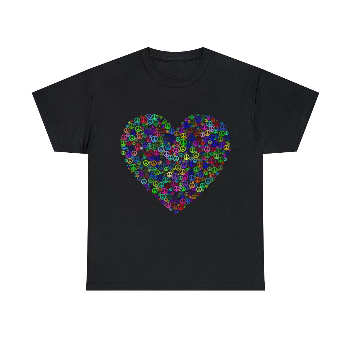 Peace And Love Peace Sign Heart Graphic Tee Shirt, S-5XL XXL