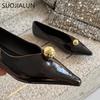 Fashion SUOJIALUN 2025 New Brand Women Flat Shoes Fashion Pointed Toe Shallow Slip On Ladies Boat Shoes Soft Flat Heel Dress Ballerina S