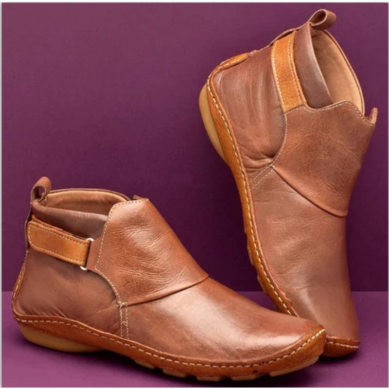 20 autumn and winter women's shoes fashion Velcro flat short boots women's large size Martin boots