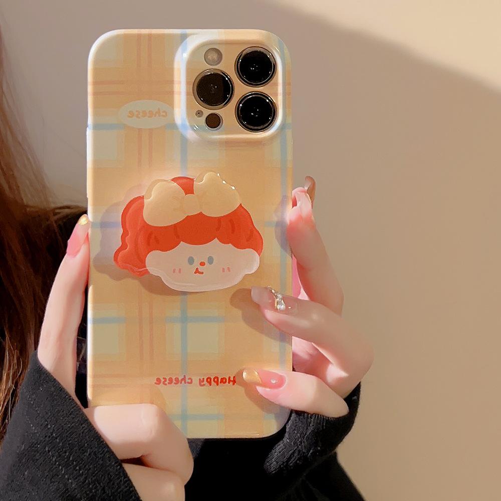 Checked Girl Iphone13 IPhone Case 14ProMax Airbag Stand 11 Suitable for 15 Original Film 16